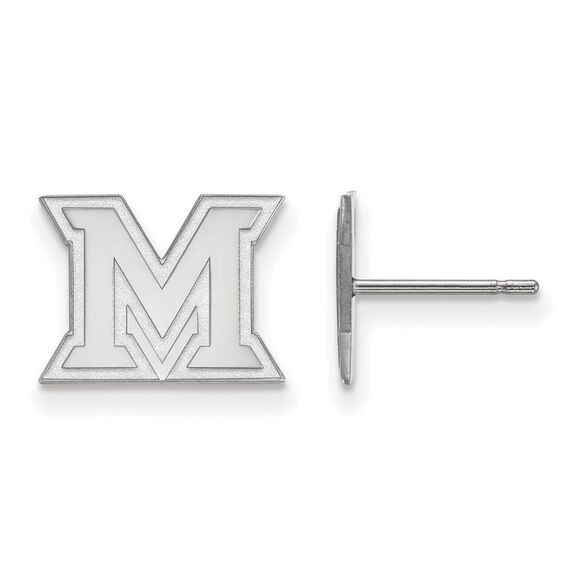 10k White Gold Miami Univ. XS (Tiny) Post Earrings - Picture 1 of 3